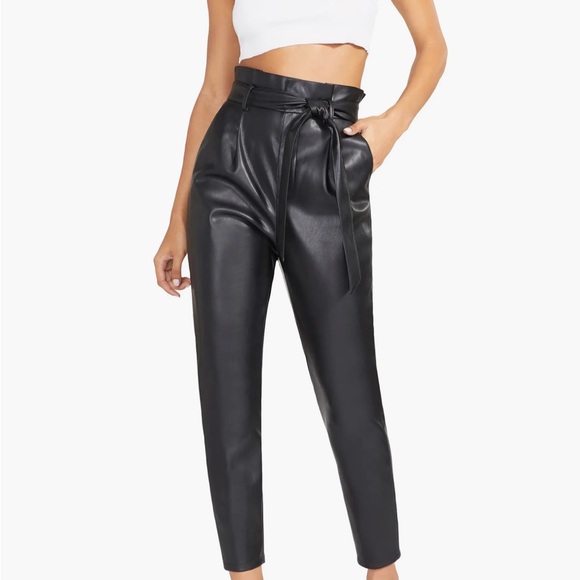 BB Dakota Steve Madden skin in the game Black Faux Leather Pants size 6 - Picture 11 of 14